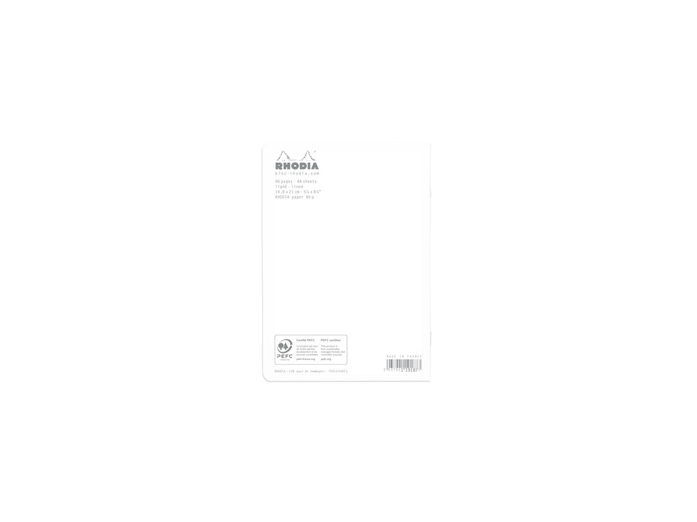 Notebook - Rhodia - lined, white, A5, 80 g, 48 sheets