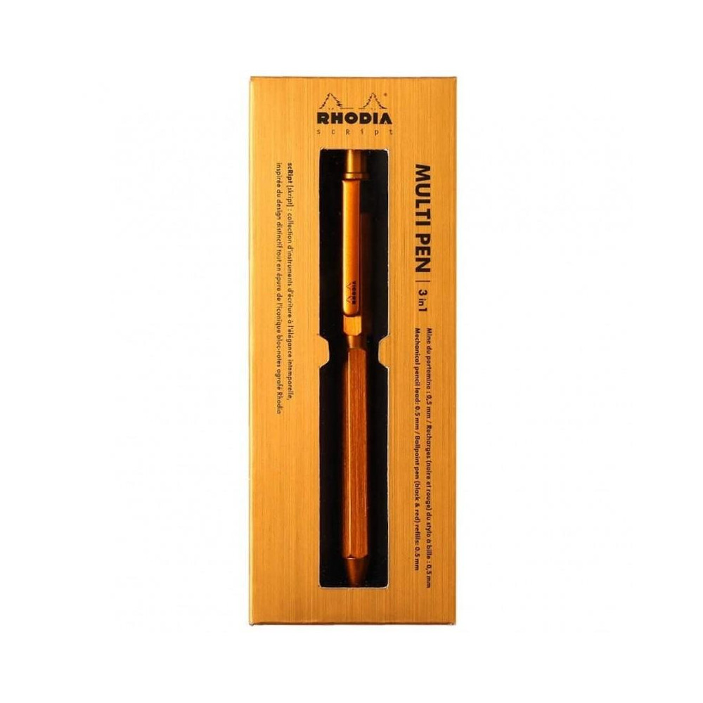 Multipen scRipt 3w1, 2 długopisy + ołówek - Rhodia - pomarańczowy, 0,5 mm