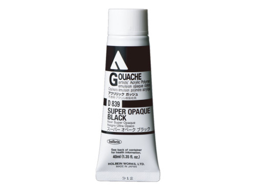 Farba gwasz Acryla Gouache - Holbein - Super Opaque Black, 40 ml