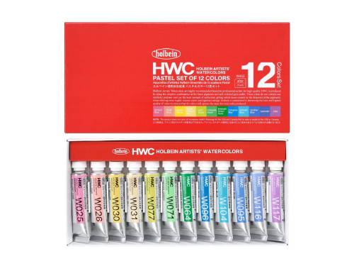 Zestaw farb akwarelowych Artists’  Watercolor - Holbein - Pastel, 12 kolorów x 5 ml