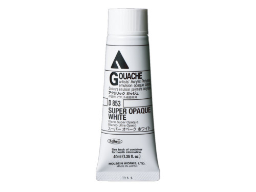 Acryla Gouache paint - Holbein - Super Opaque White, 40 ml