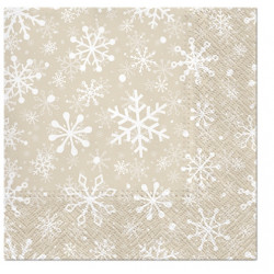 Decorative napkins, Christmas Snowflakes - Paw - beige, 20 pcs
