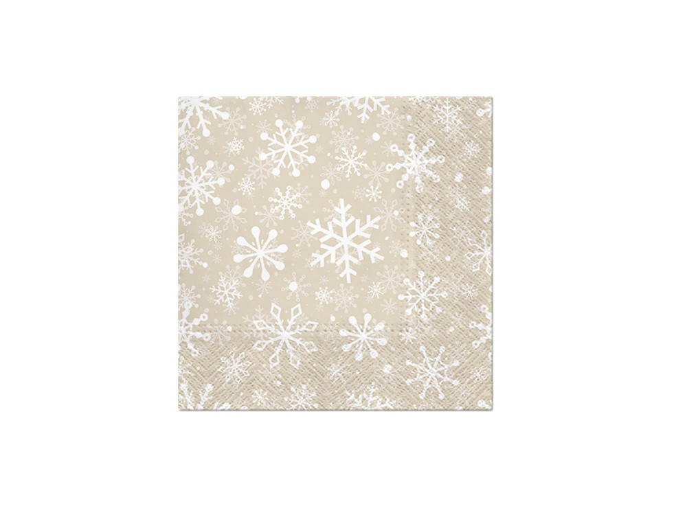 Serwetki ozdobne, Christmas Snowflakes - Paw - beżowe, 20 szt.