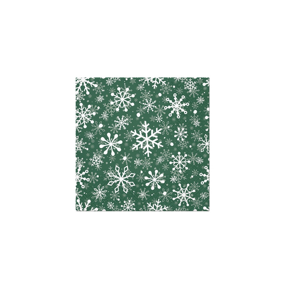 Decorative napkins, Christmas Snowflakes - Paw - green, 20 pcs