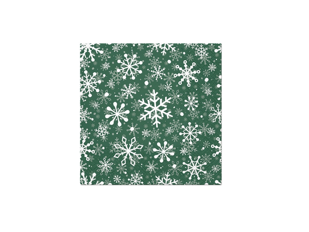 Serwetki ozdobne, Christmas Snowflakes - Paw - zielone, 20 szt.