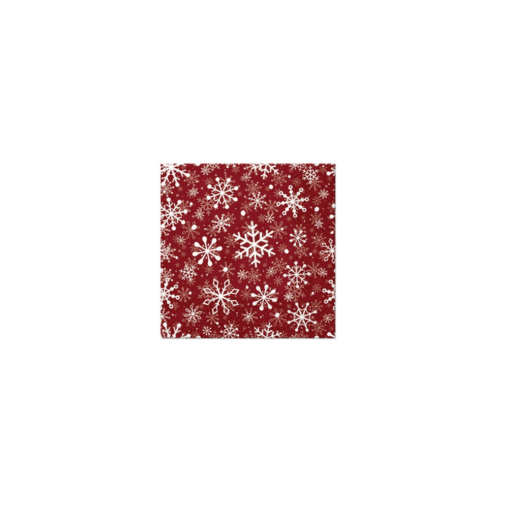 Decorative napkins, Christmas Snowflakes - Paw - red, 20 pcs