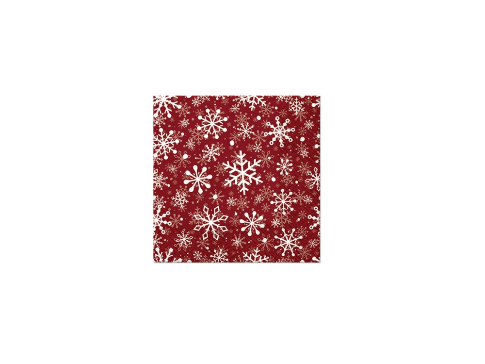 Decorative napkins, Christmas Snowflakes - Paw - red, 20 pcs