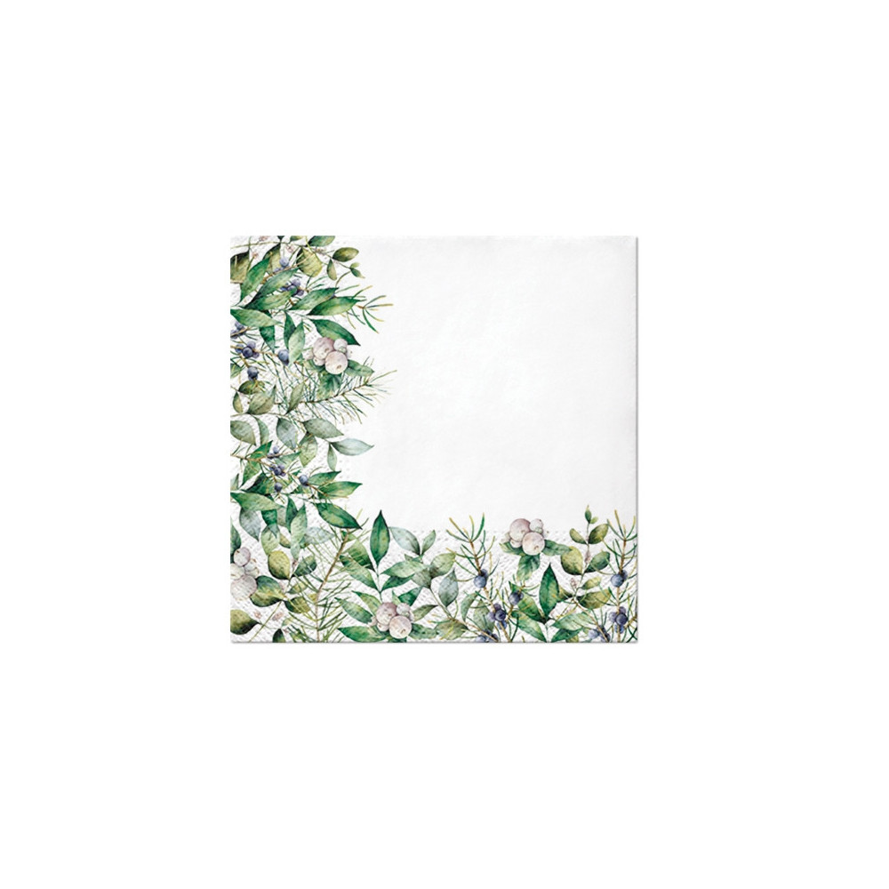 Decorative napkins - Paw - Winter Greenery, 20 pcs