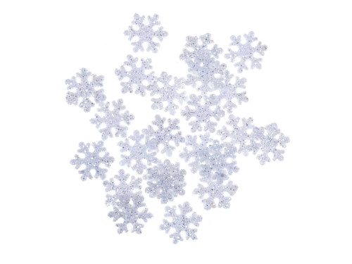 Snowflakes with glitter - DpCraft - white, 24 pcs