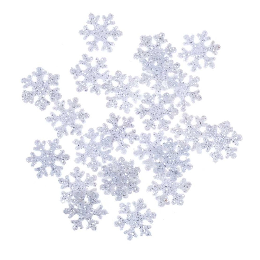 Snowflakes with glitter - DpCraft - white, 24 pcs