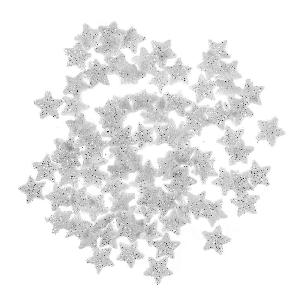 Stars with glitter - DpCraft - white, 96 pcs