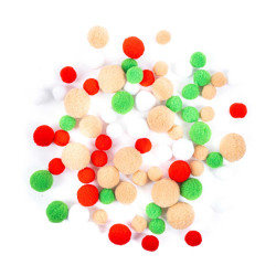 Plush pompoms - DpCarft - Jolly Christmas, 80 pcs.