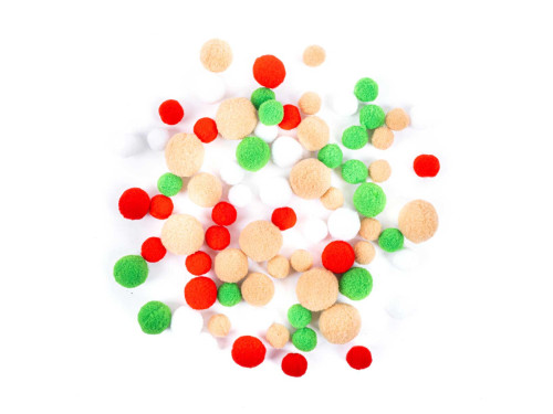 Plush pompoms - DpCarft - Jolly Christmas, 80 pcs.