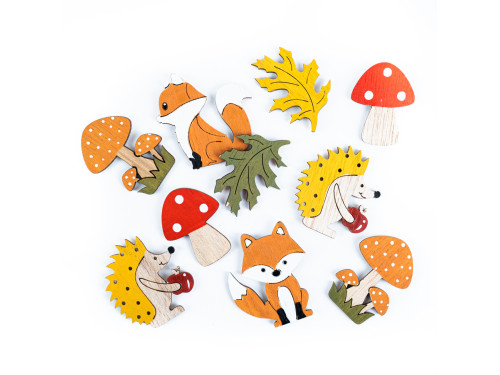 Wooden, self-adhesive forest shapes - DpCraft - 10 pcs