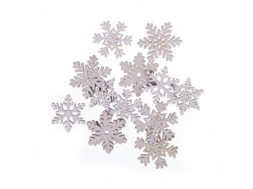 Self-adhesive wooden snowflakes - DpCraft - white, 12 pcs