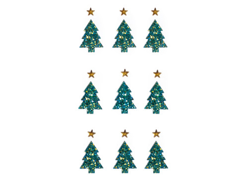 Self-adhesive Christmas tree stones - DpCraft - green, 18 pcs