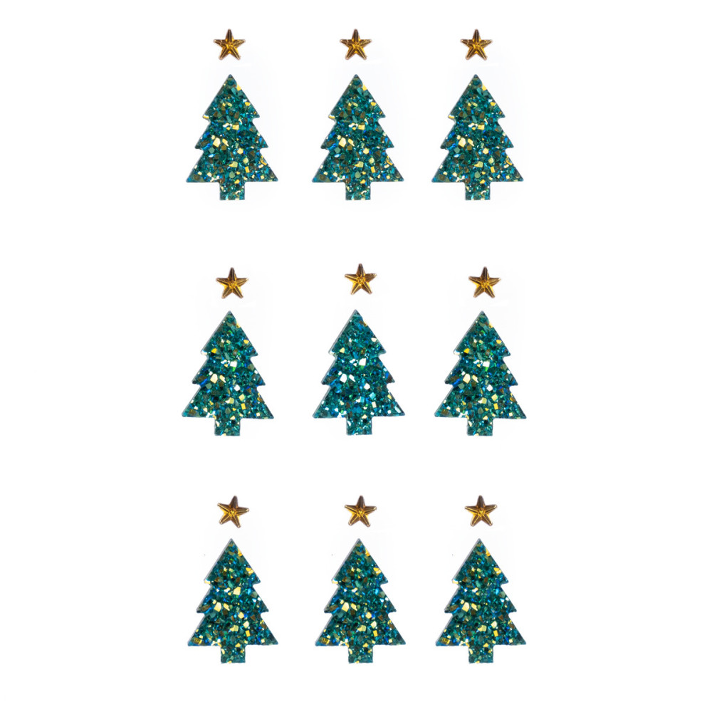Self-adhesive Christmas tree stones - DpCraft - green, 18 pcs