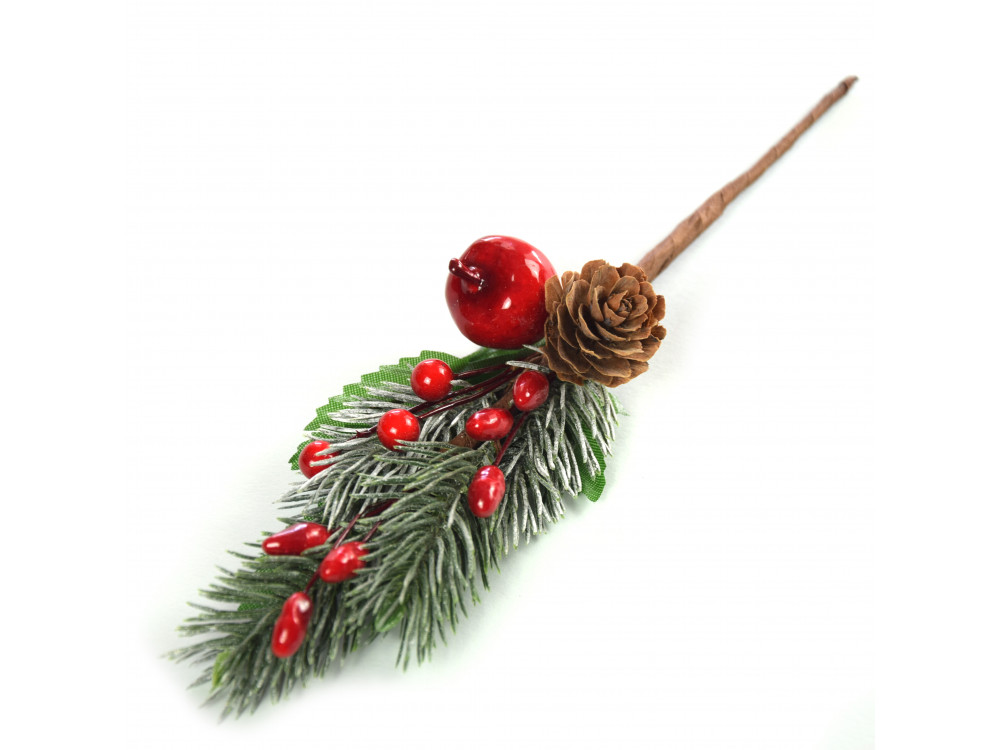 Christmas twig with cone and apple - 20 cm