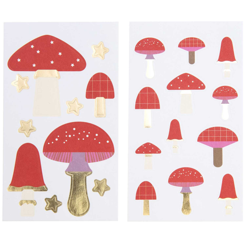 Christmas stickers - Paper Poetry - Mushrooms, 44 pcs