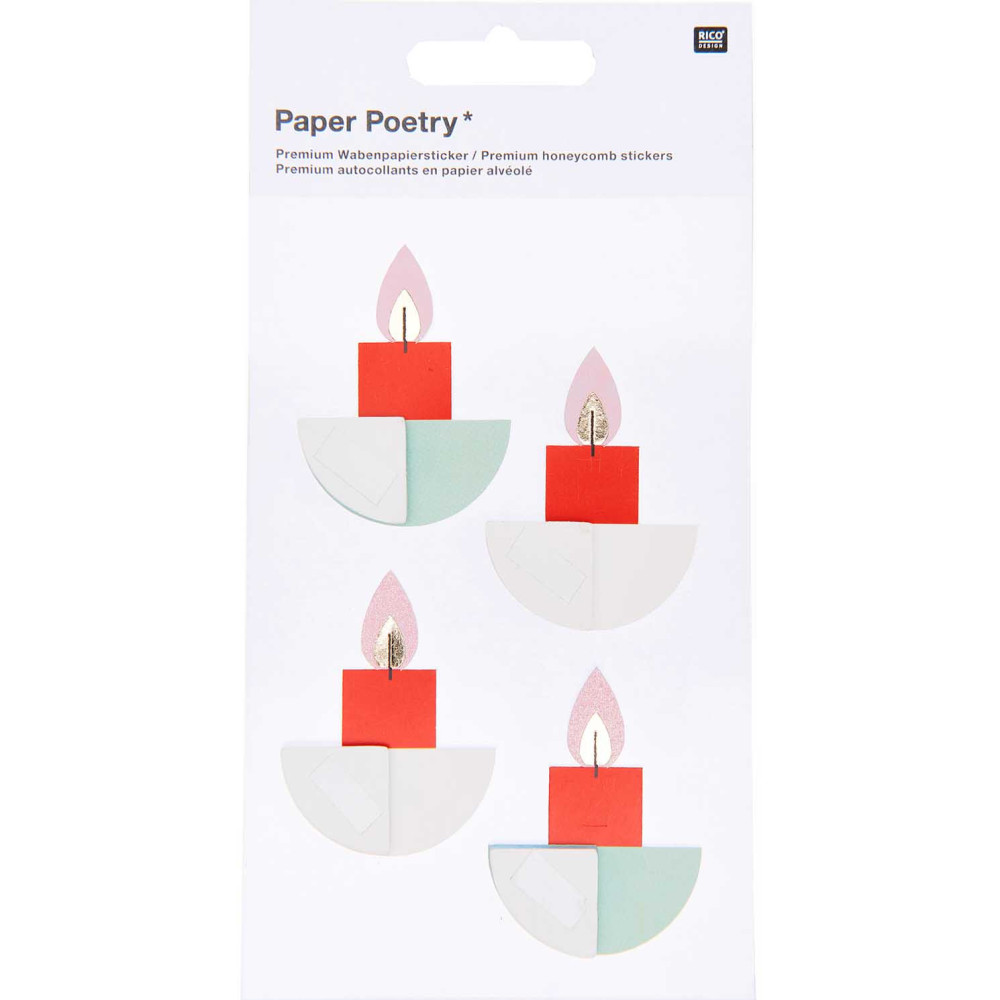 Christmas stickers 3D - Paper Poetry - Candles, 4 pcs