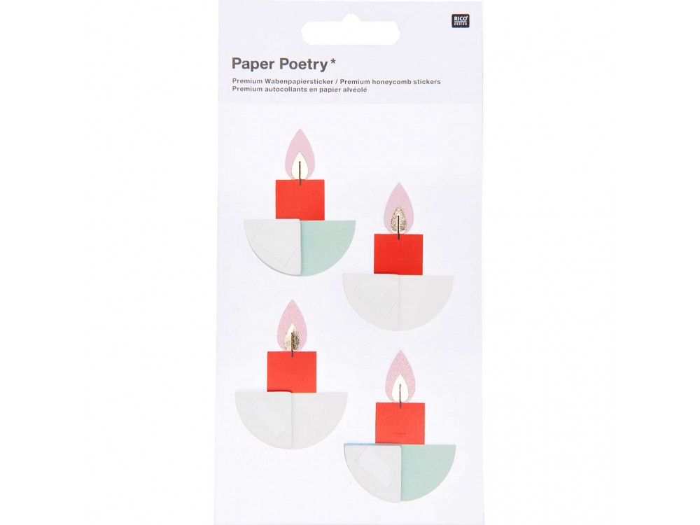 Christmas stickers 3D - Paper Poetry - Candles, 4 pcs