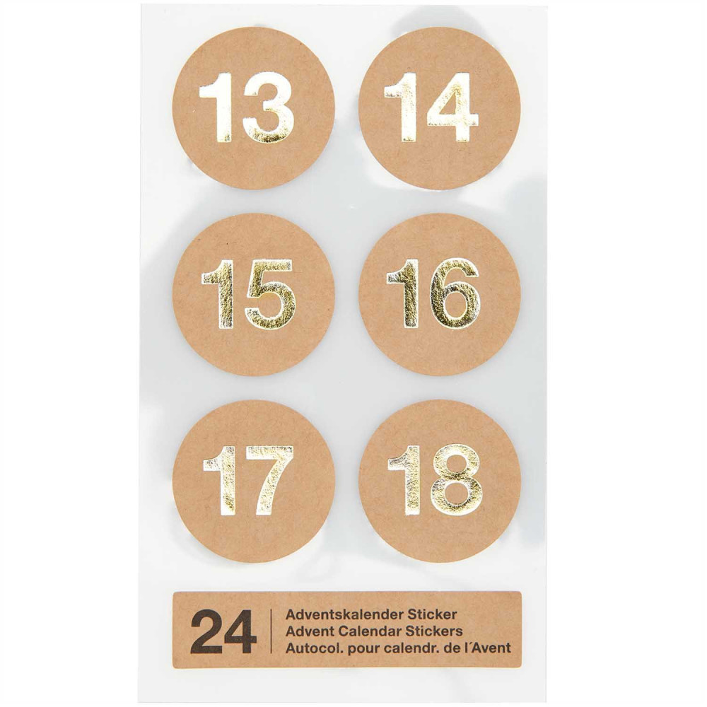 Stickers - Paper Poetry - advent calendar numbers, craft, 24 pcs