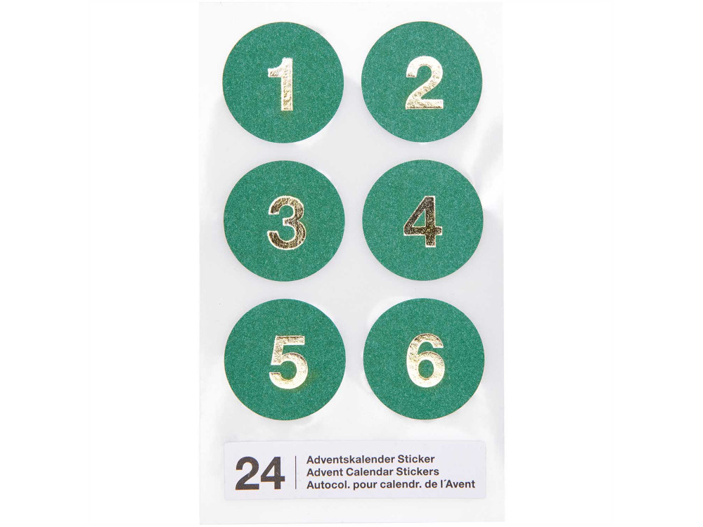 Stickers - Paper Poetry - advent calendar numbers, green, 24 pcs