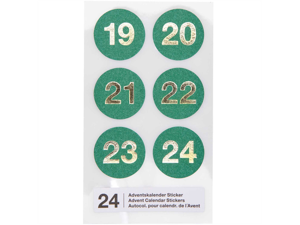 Stickers - Paper Poetry - advent calendar numbers, green, 24 pcs