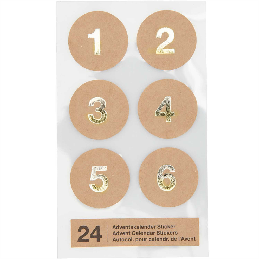 Stickers - Paper Poetry - advent calendar numbers, craft, 24 pcs