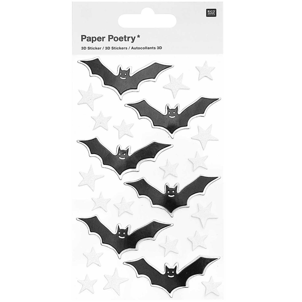 Halloween stickers 3D - Paper Poetry - Bats, 24 pcs