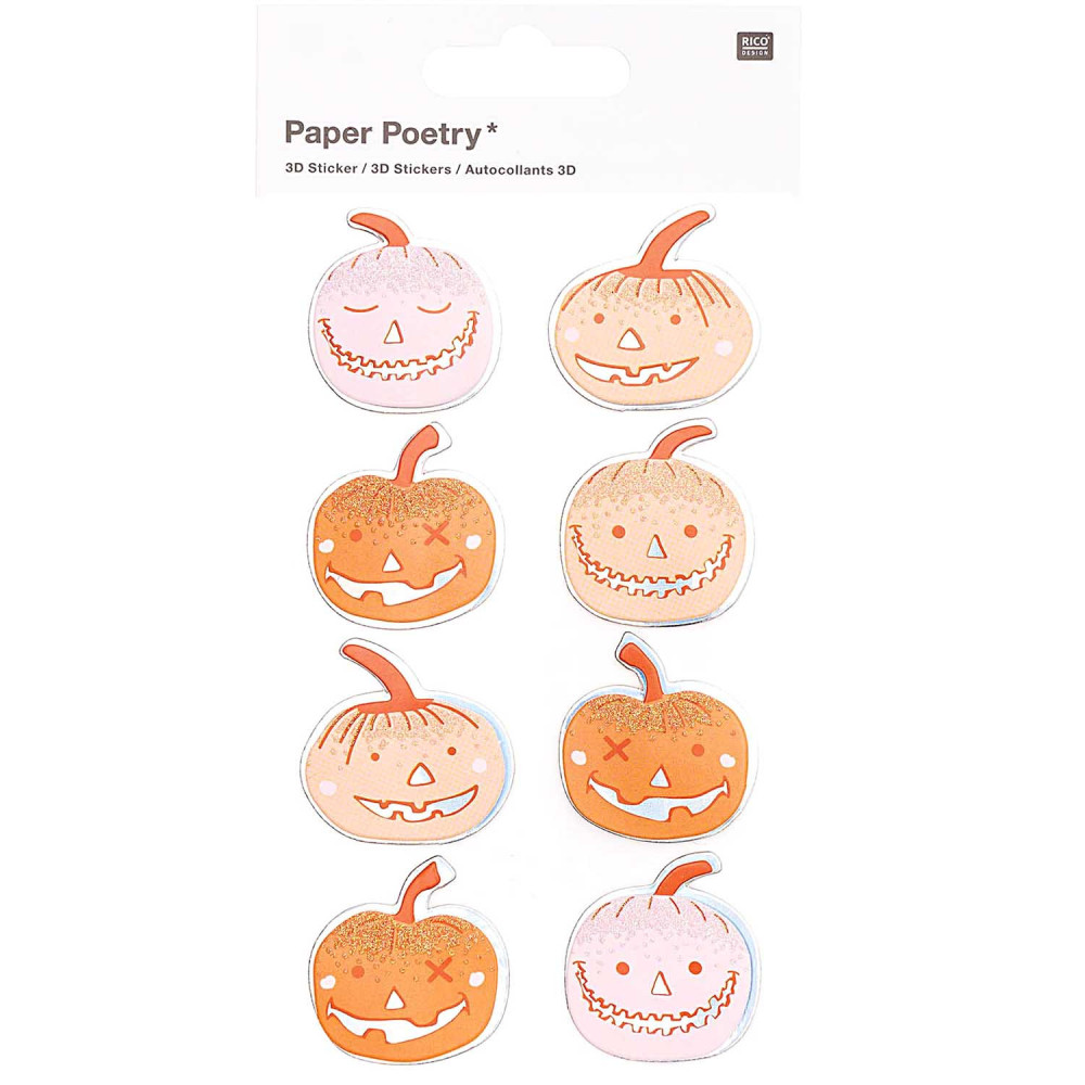 Halloween stickers 3D - Paper Poetry - Pumpkins, 8 pcs