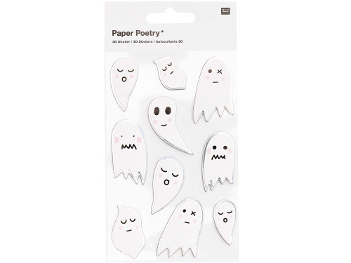 Naklejki halloweenowe 3D - Paper Poetry - Duchy, 10 szt.