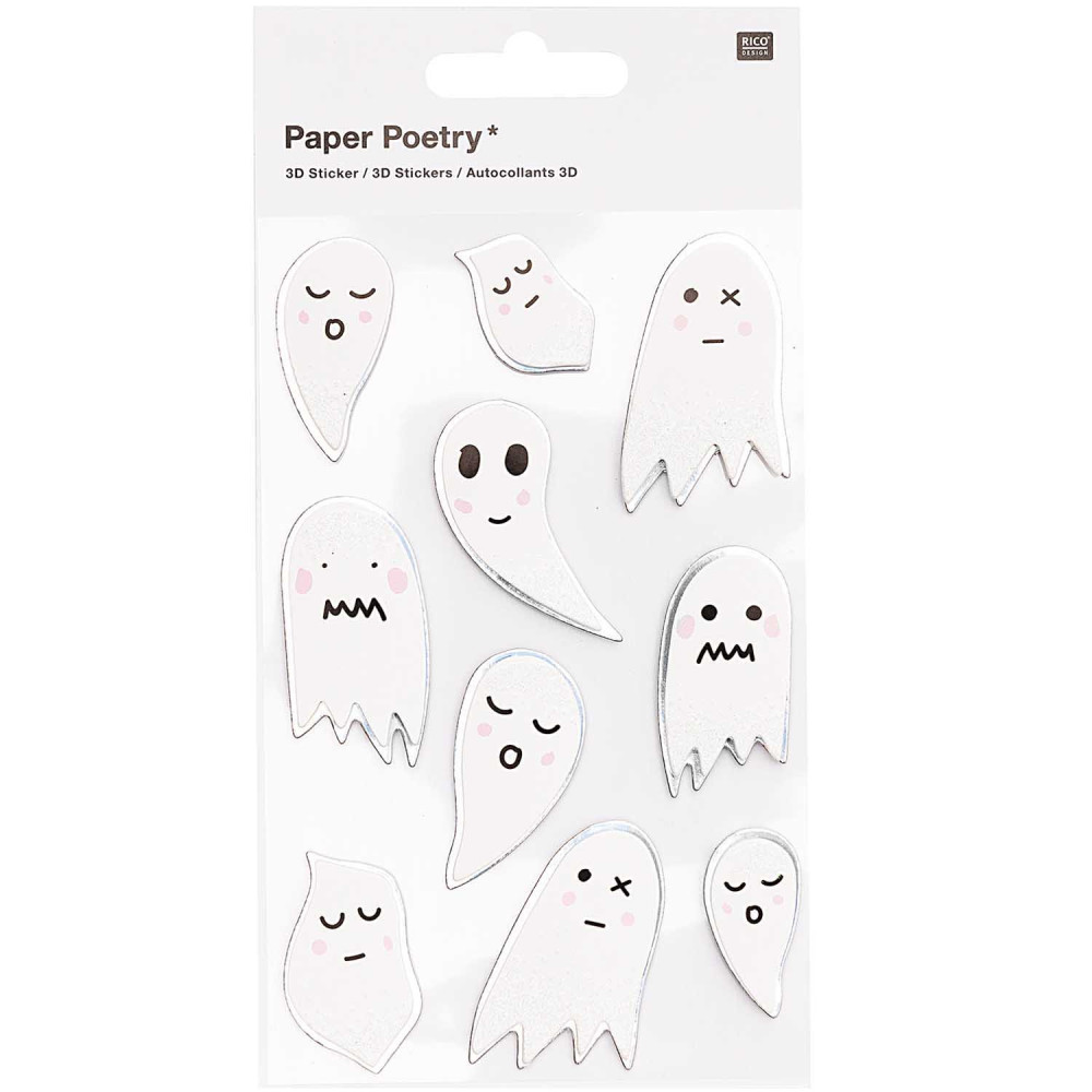 Halloween stickers 3D - Paper Poetry - Ghosts, 10 pcs