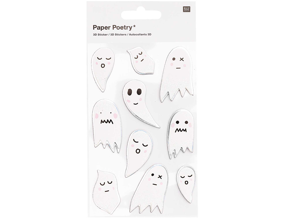 Naklejki halloweenowe 3D - Paper Poetry - Duchy, 10 szt.