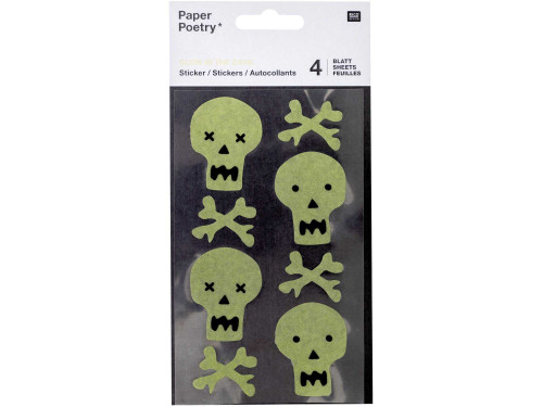 Naklejki fluorescencyjne - Paper Poetry - Czaszki, 32 szt.
