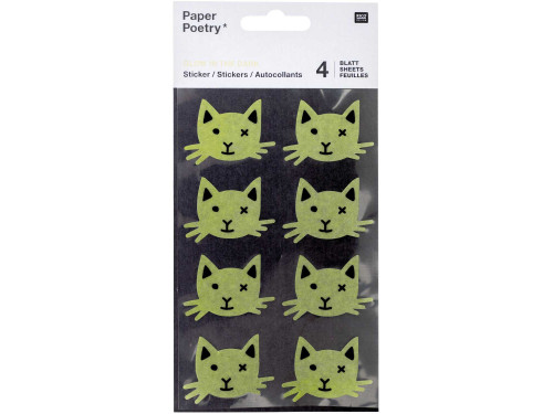 Naklejki fluorescencyjne - Paper Poetry - Koty, 32 szt.