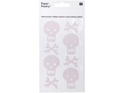 Naklejki halloweenowe z brokatem - Paper Poetry - Czaszki, 8 szt.