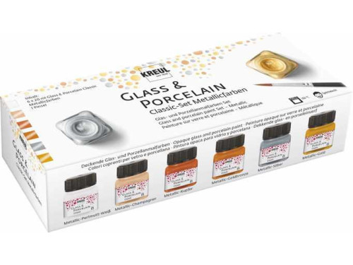 Glass & Porcelain paints - Kreul - Metallic, 6 colors x 20 ml