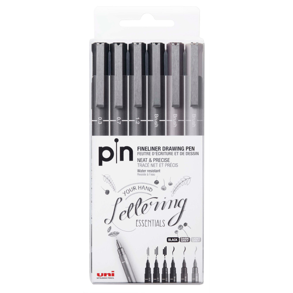 Set of Fineliner Pin 200 Drawing Pen - Uni - 6 pcs