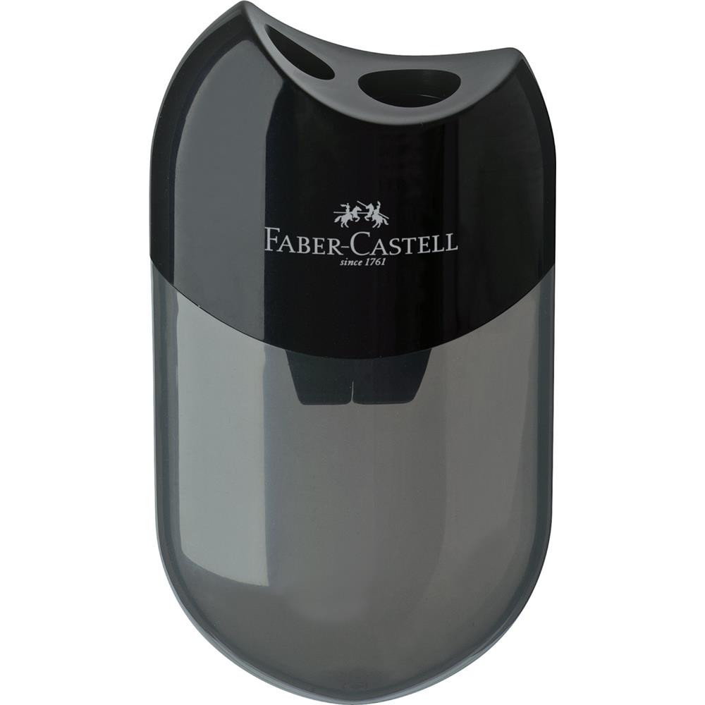 Temperówka podwójna z pojemnikiem - Faber-Castell - czarna
