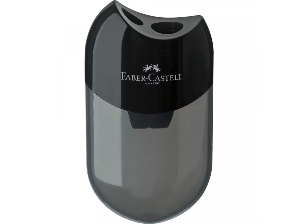 Temperówka podwójna z pojemnikiem - Faber-Castell - czarna