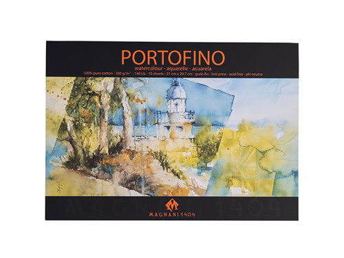 Blok do akwareli bawełniany, Portofino - Magnani 1404 - A4, 300 g, 10 arkuszy