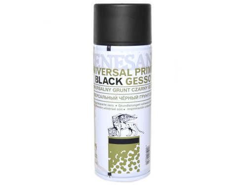 Gesso spray primer for oil and acrylic paints - Renesans - black, 400 ml