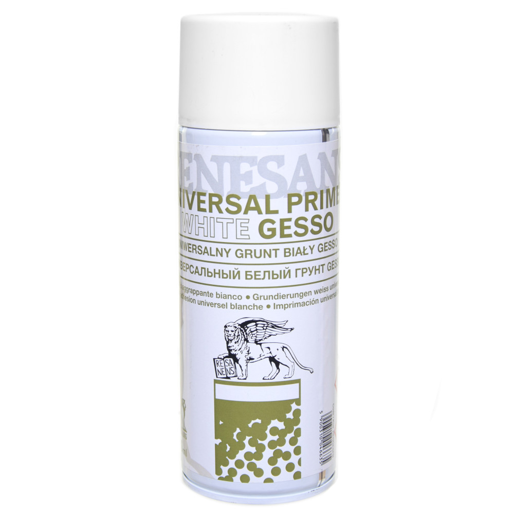 Gesso spray primer for oil and acrylic paints - Renesans - white, 400 ml