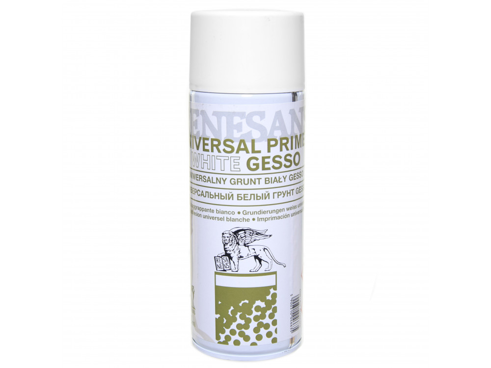 Gesso spray primer for oil and acrylic paints - Renesans - white, 400 ml