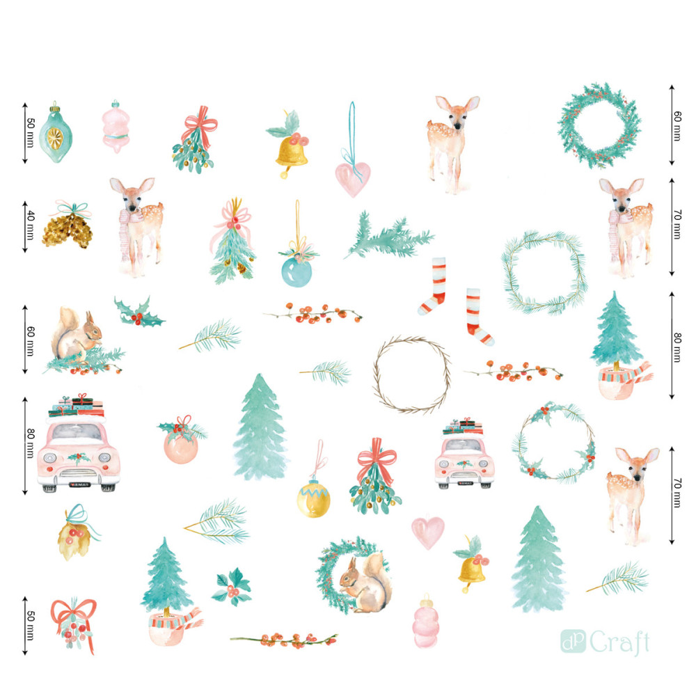 Paper shapes - DpCraft - Jolly Christmas, 44 pcs