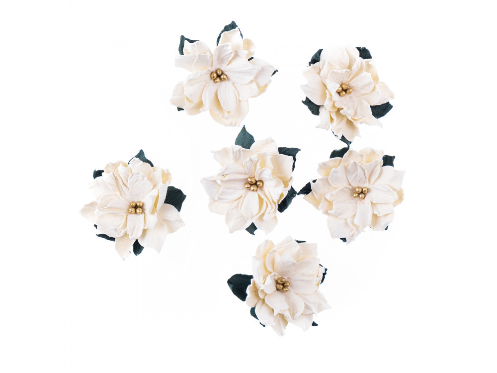 Paper flowers, Poinsettia - DpCraft - ecru, 5 cm, 6 pcs