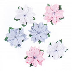 Paper flowers, Poinsettia - DpCraft - Frosty, 5 cm, 6 pcs