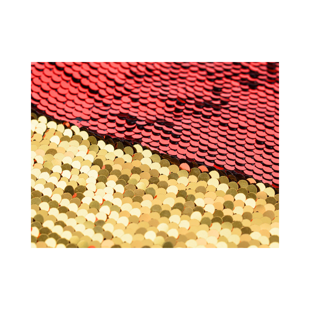 Czapka świętego Mikołaja z cekinami - czerwono-złota, 70 cm