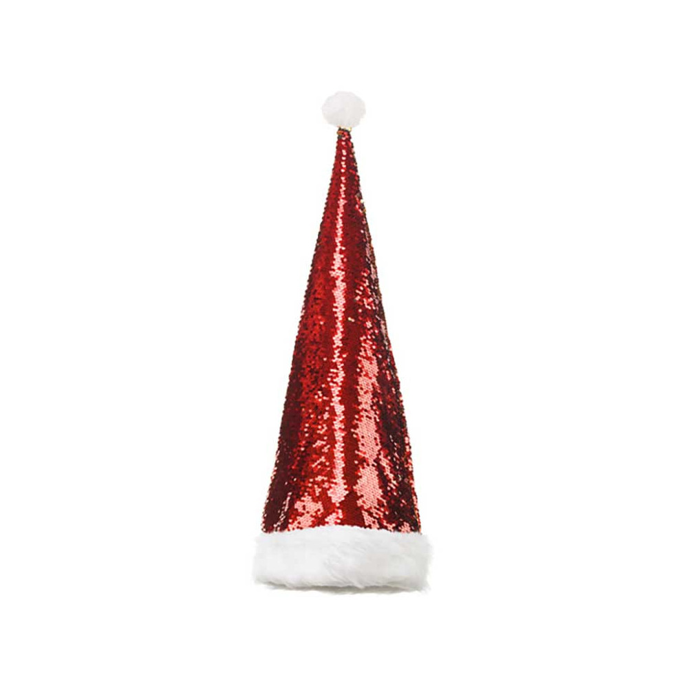 Santa hat with sequins - red and gold, 70 cm